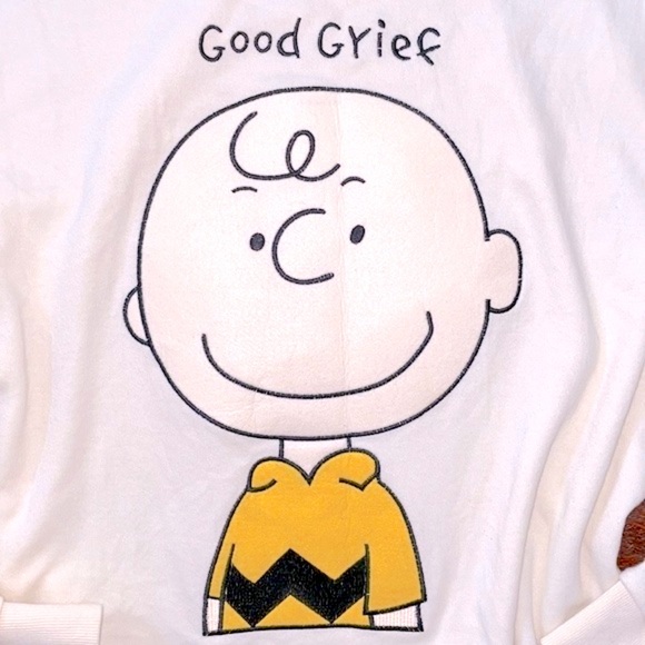 CHARLIE BROWN➕PEANUTS Unique Patch Good Grief Sweatshirt - Picture 2 of 5
